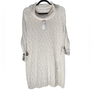 J Jill Womens Small Cowl Neck Tunic Sweater Raglan Sleeve Cotton Blend NWT